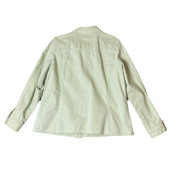 Susan Graver‎ Large Sage Green Denim Embroidered Jacket Floral Patchwork Boho - Picture 2 of 8